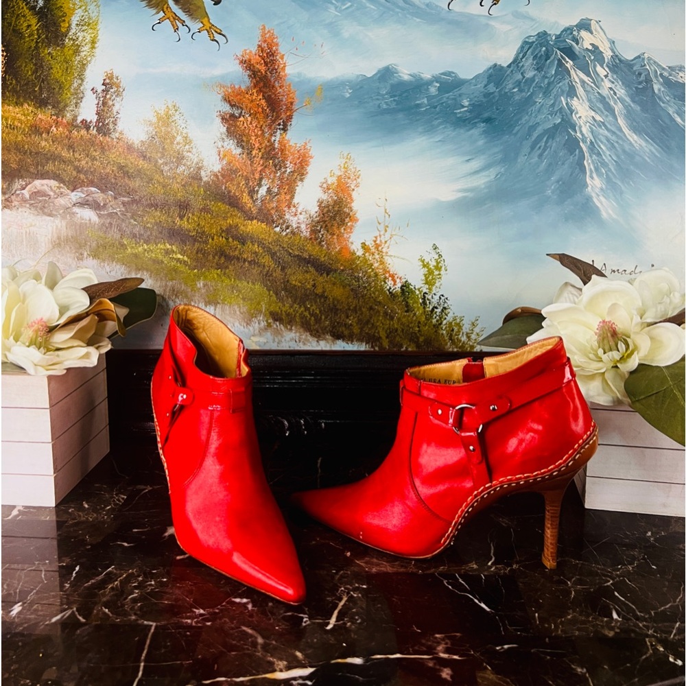 π Lucchese Charlie 1 Horse handcrafted Vintage Heels Western Boots 7 Red RAREπ - Picture 1 of 15